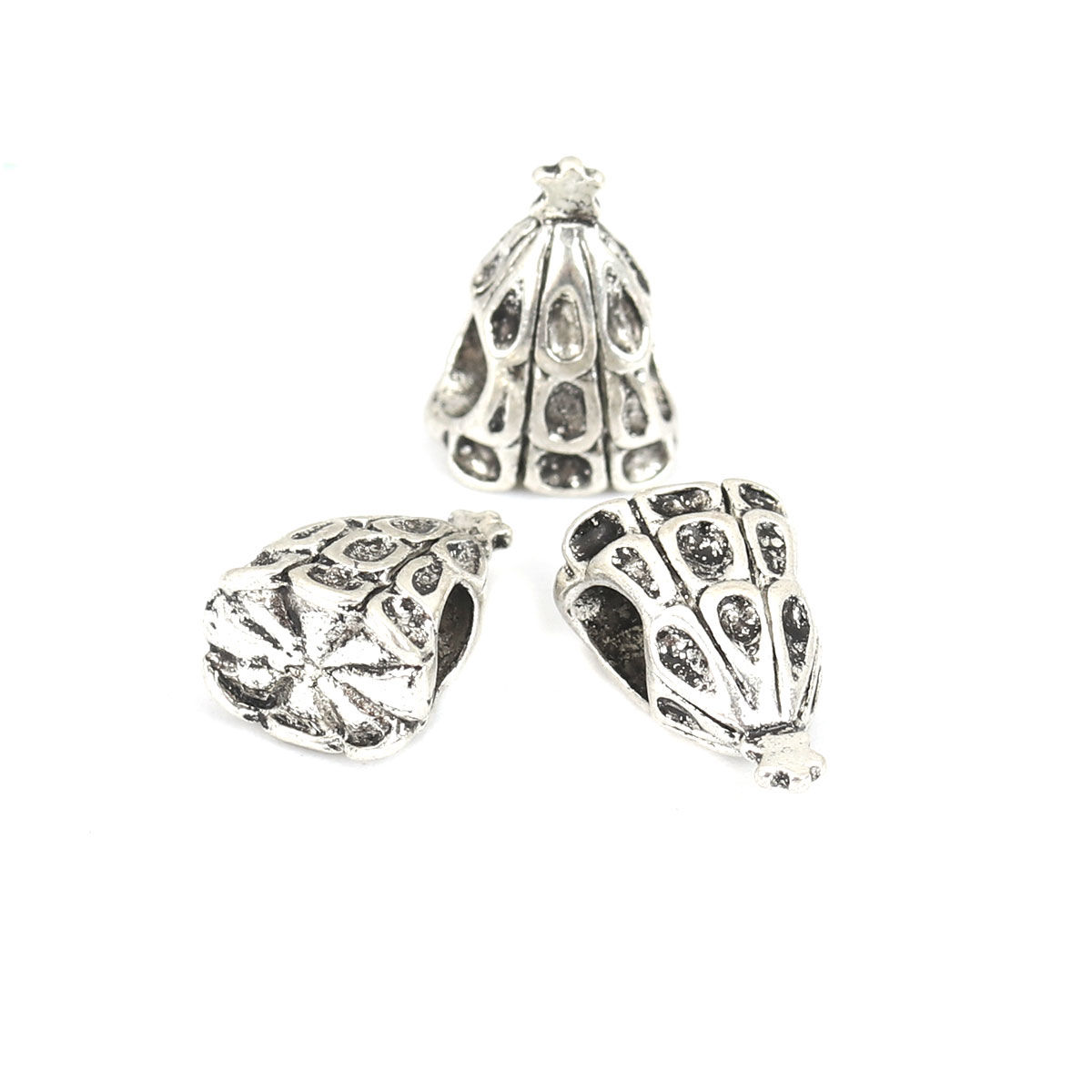 Picture of Zinc Based Alloy Beads Christmas Tree Antique Silver Color About 13mm x 10mm, Hole: Approx 4.5mm, 10 PCs