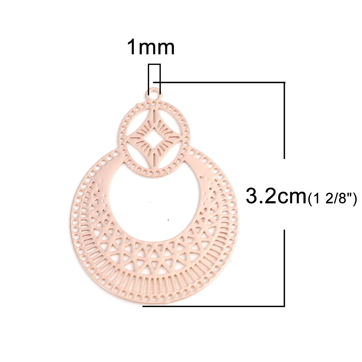 Picture of Brass Filigree Stamping Pendants Rose Gold Oval Hollow 3.2cm x 2.4cm, 10 PCs