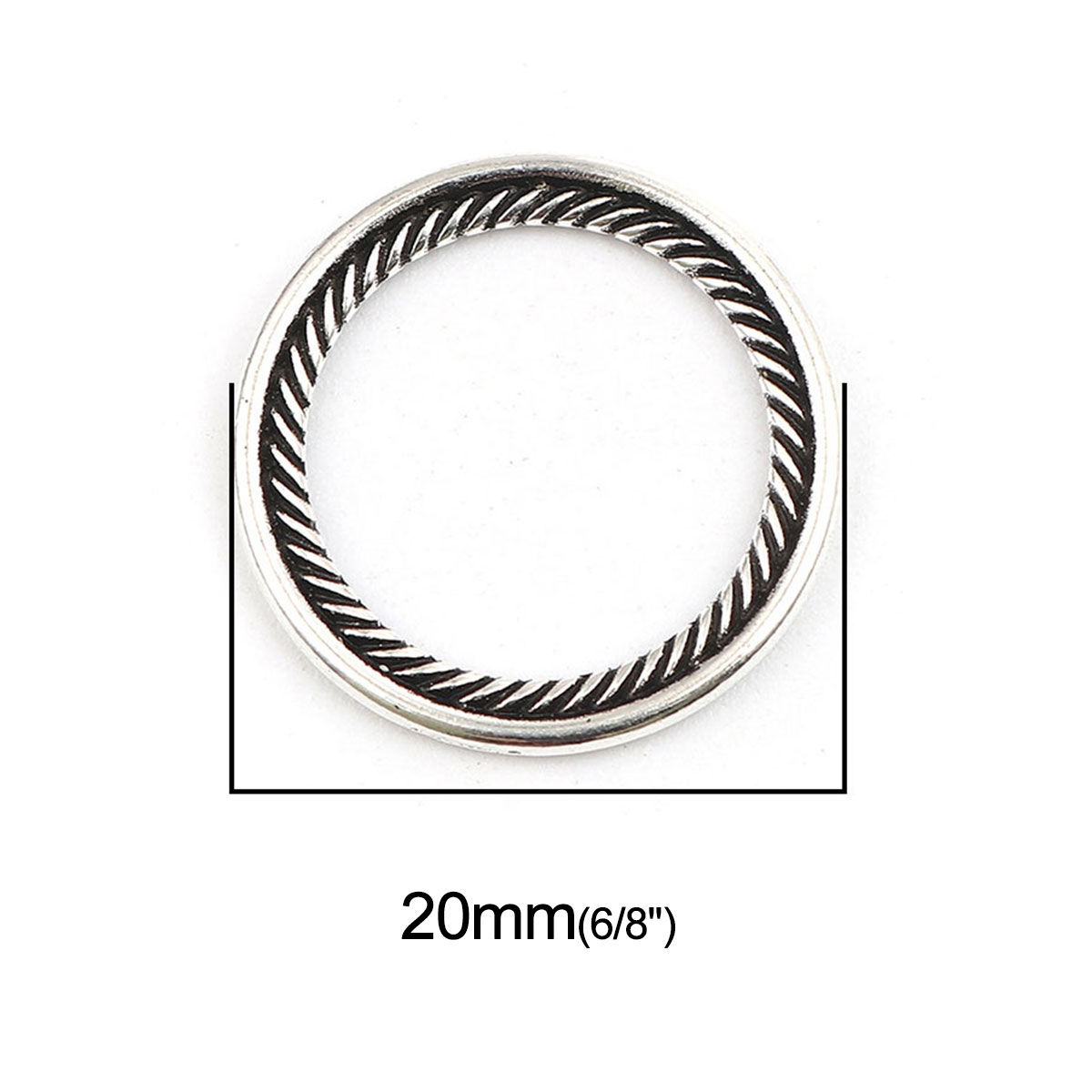 Picture of Zinc Based Alloy Connectors Circle Ring Antique Silver Color Hollow 20mm Dia., 20 PCs