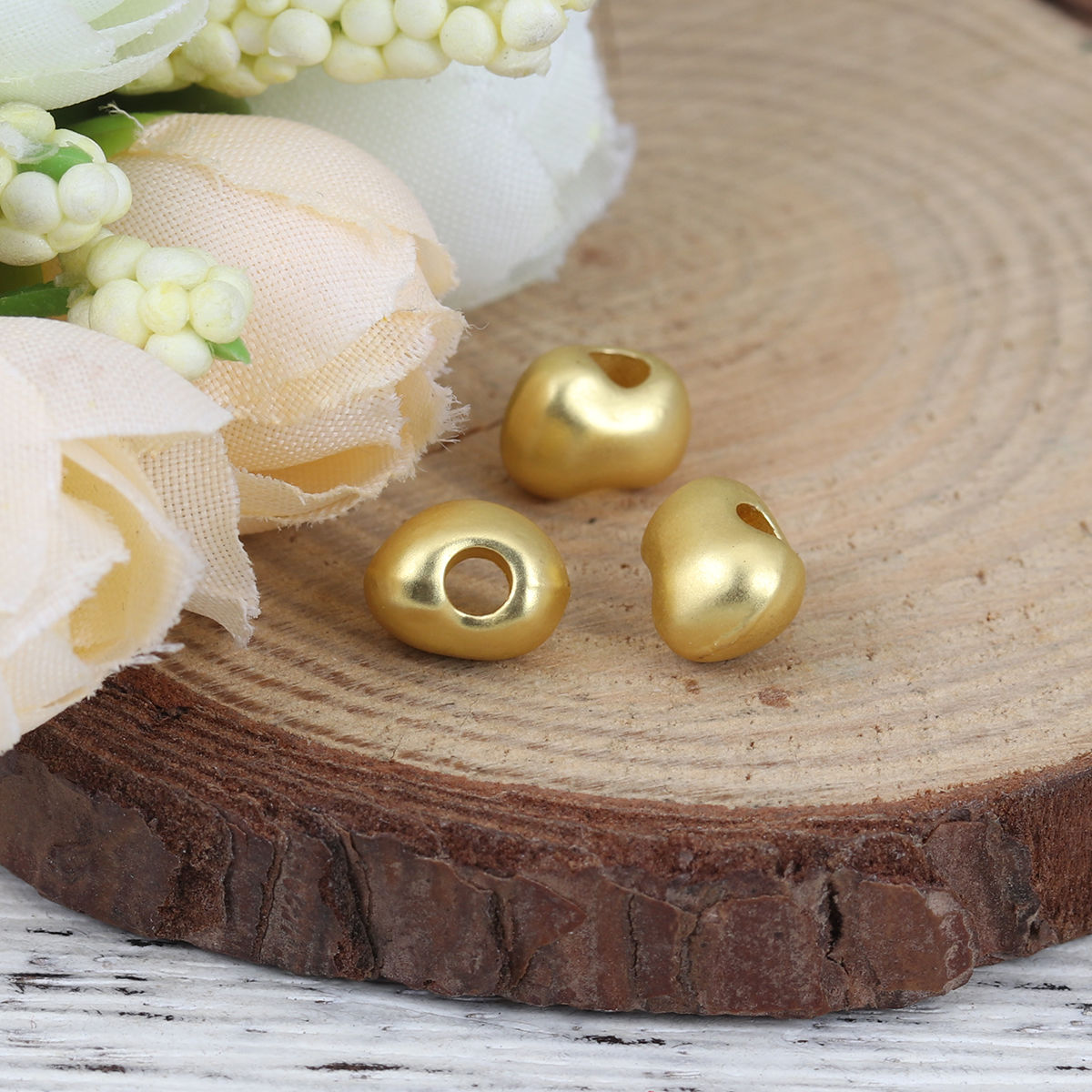 Picture of Zinc Based Alloy Spacer Beads Oval Matt Gold About 9mm x 7mm, Hole: Approx 2.7mm, 10 PCs