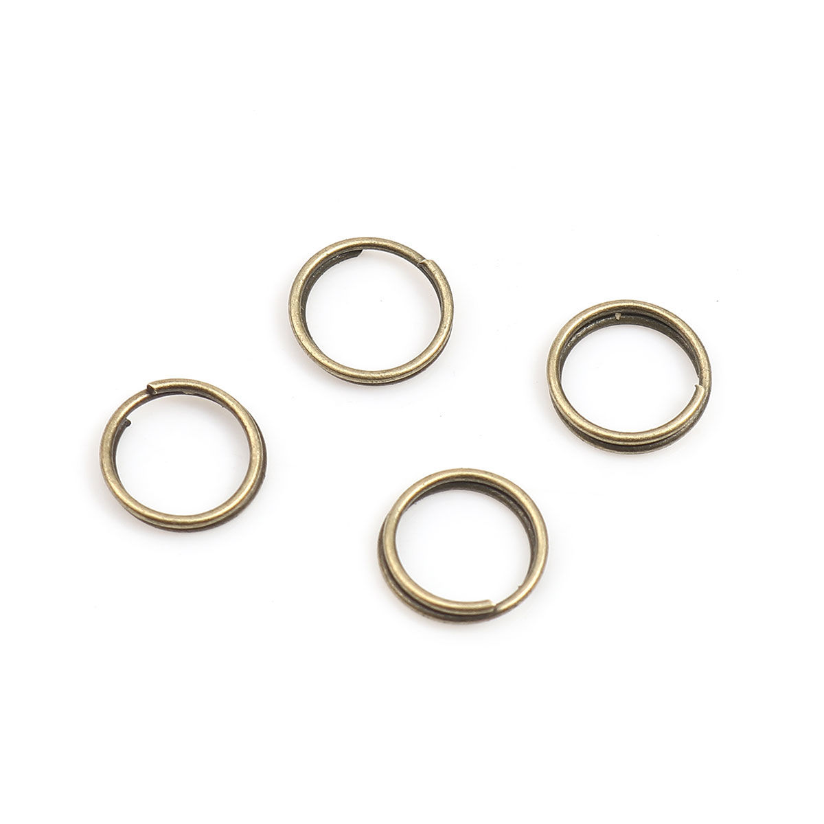 Picture of 1000 PCs 9mm Dia., 0.7mm(21 gauge) Zinc Based Alloy Double Split Jump Rings Findings For Jewelry Making Antique Bronze Round