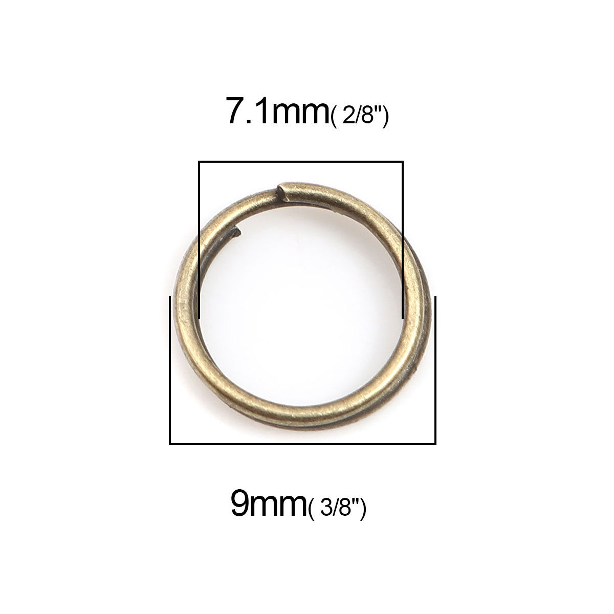 Picture of 1000 PCs 9mm Dia., 0.7mm(21 gauge) Zinc Based Alloy Double Split Jump Rings Findings For Jewelry Making Antique Bronze Round