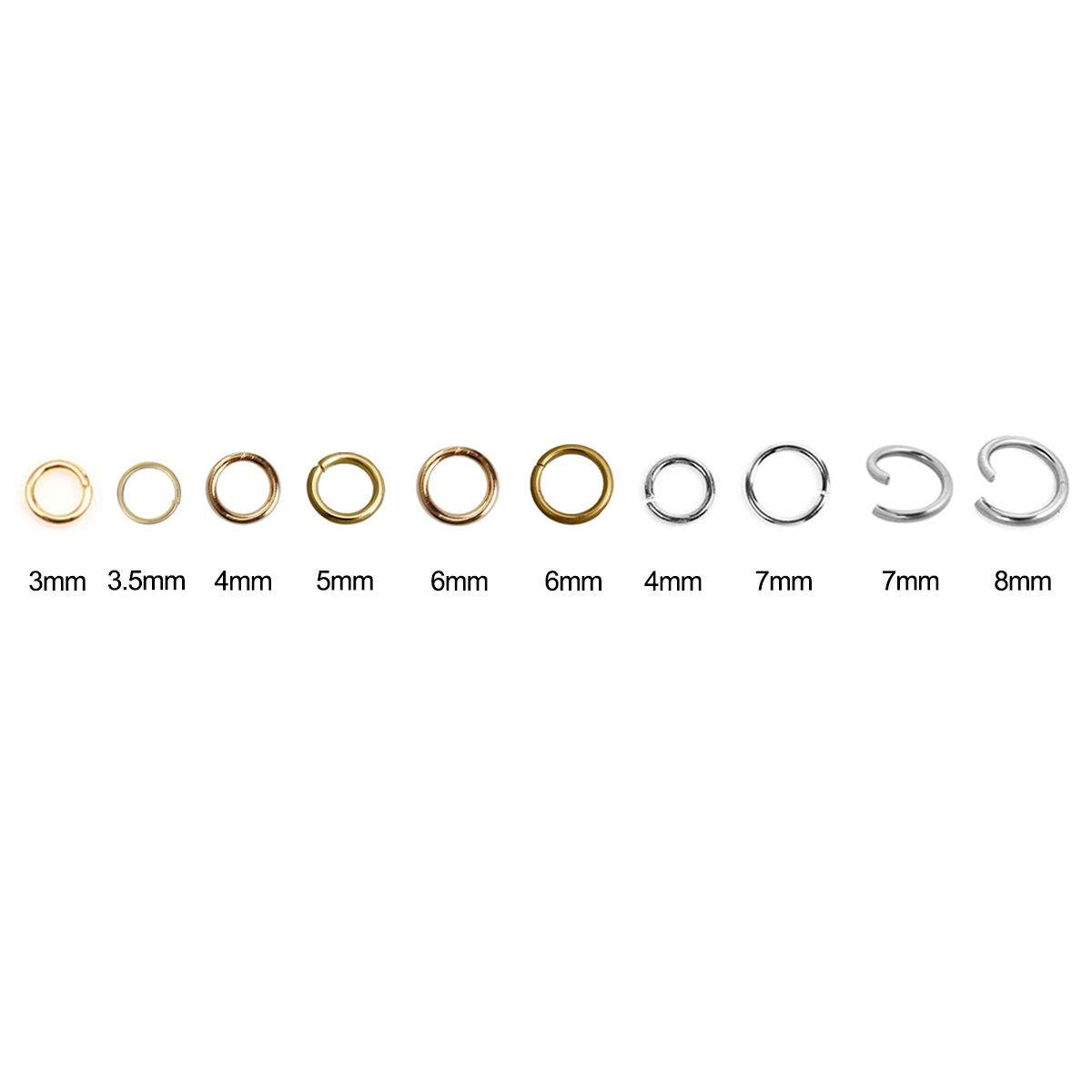 Picture of 100 PCs 3mm Dia., 0.5mm(24 gauge) 304 Stainless Steel Open Jump Rings Findings For Jewelry Making Gold Plated Round