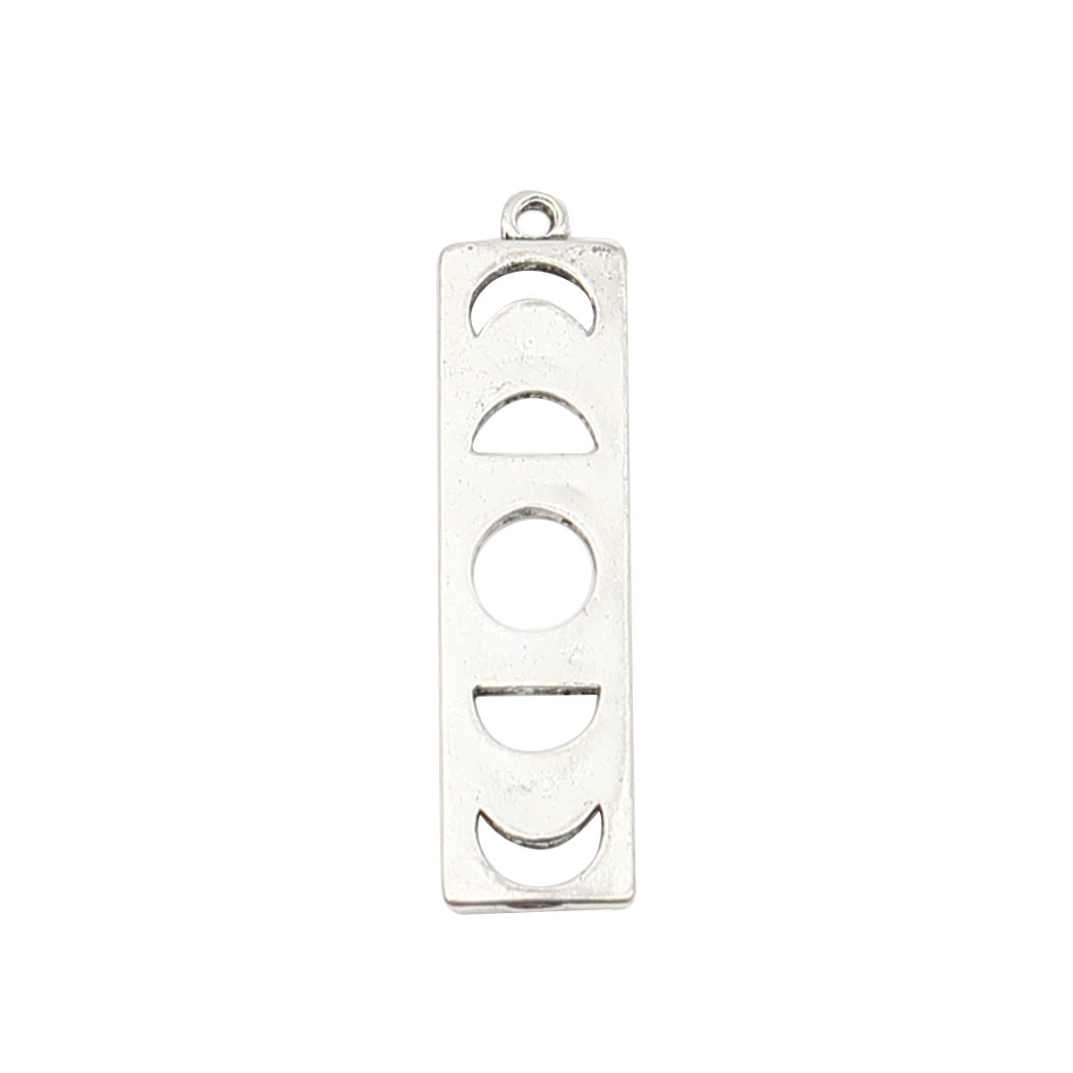 Picture of Zinc Based Alloy Galaxy Pendants Rectangle Antique Silver Color Moon 40mm x 10mm, 20 PCs