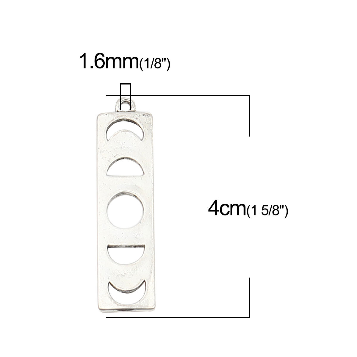 Picture of Zinc Based Alloy Galaxy Pendants Rectangle Antique Silver Color Moon 40mm x 10mm, 20 PCs