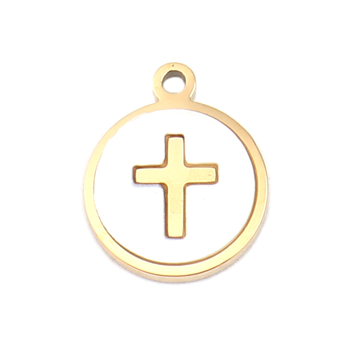 Immagine di 304 Stainless Steel Charms Round Cross