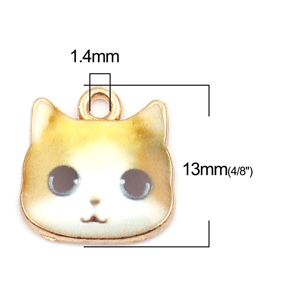 Picture of Zinc Based Alloy Charms Cat Animal Gold Plated Ginger Enamel 13mm x 13mm, 10 PCs