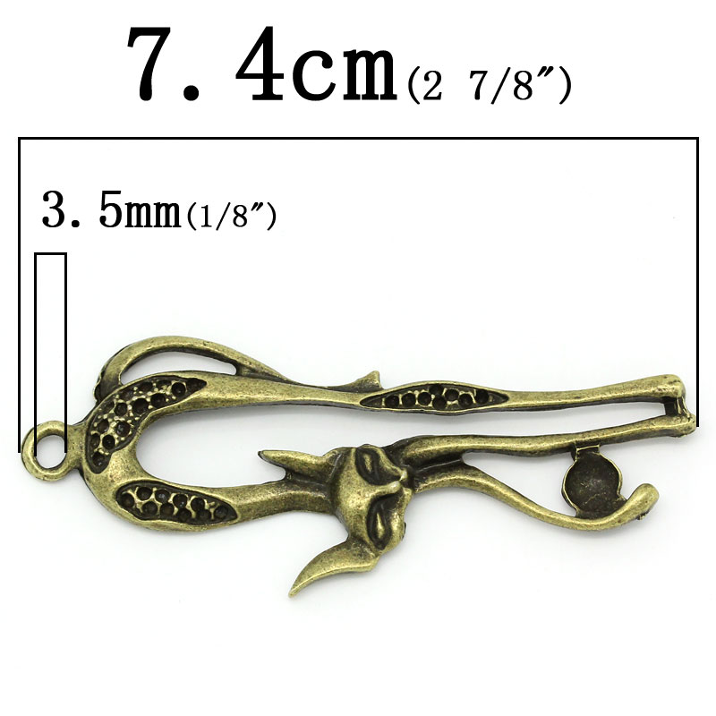 Picture of Zinc Metal Alloy Pendants Fox Animal Antique Bronze (Can Hold ss5 Rhinestone) 7.4cm x 3.2cm(2 7/8"x1 2/8"), 5 PCs