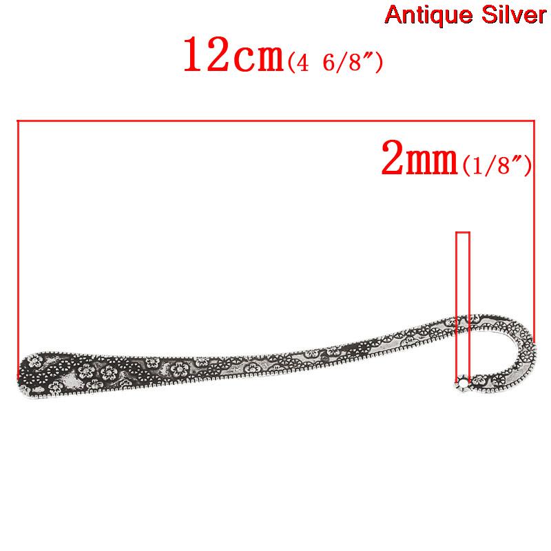Picture of Bookmarks Antique Silver Color Plum Blossom Pattern Carved 12cm(4 6/8")long,5PCs