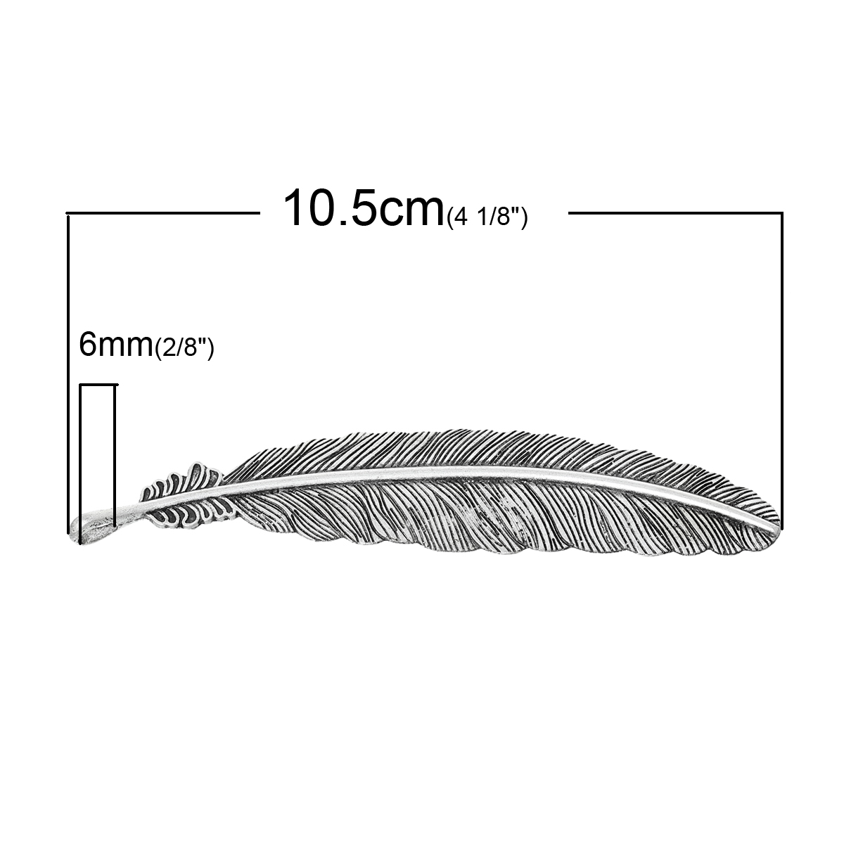 Picture of Charm Pendants Feather Antique Silver Color Stripe Pattern Carved 10.5cm x 2.1cm,20PCs