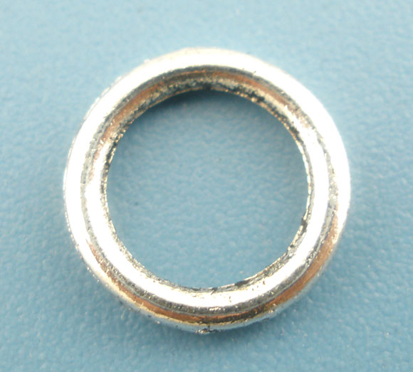 Picture of 300 PCs 8mm Dia., 1.5mm(15 gauge) Zinc Based Alloy Closed Soldered Jump Rings Findings For Jewelry Making Antique Silver Color Round