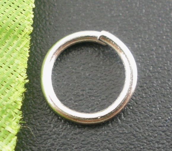 Picture of 500 PCs 8mm Dia., 1mm(18 gauge) Zinc Based Alloy Open Jump Rings Findings For Jewelry Making Silver Tone Round