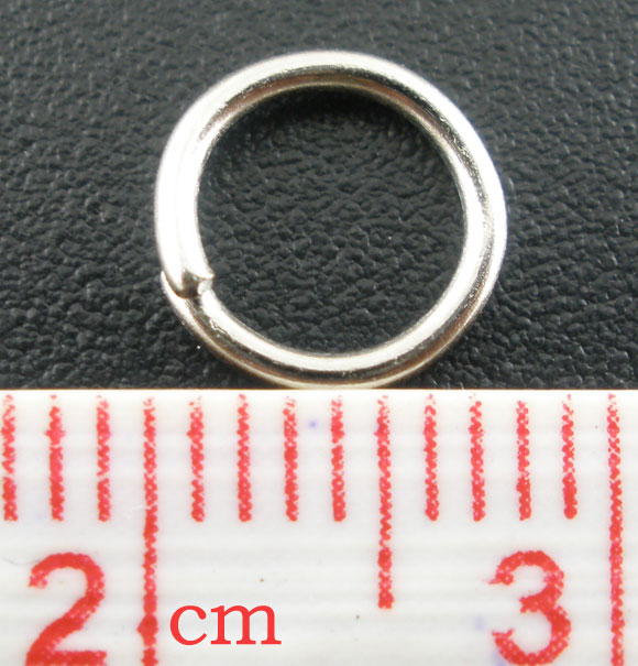 Picture of 500 PCs 8mm Dia., 1mm(18 gauge) Zinc Based Alloy Open Jump Rings Findings For Jewelry Making Silver Tone Round