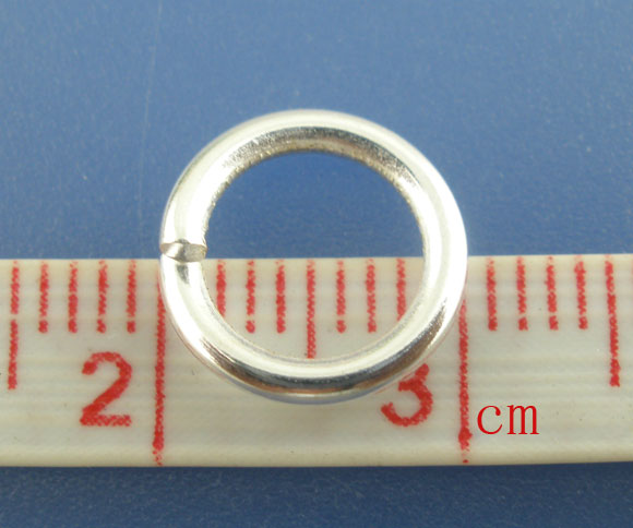 Picture of 200 PCs 10mm Dia., 1.5mm(15 gauge) Iron Based Alloy Open Jump Rings Findings For Jewelry Making Silver Plated Round