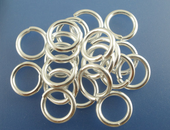 Picture of 200 PCs 10mm Dia., 1.5mm(15 gauge) Iron Based Alloy Open Jump Rings Findings For Jewelry Making Silver Plated Round