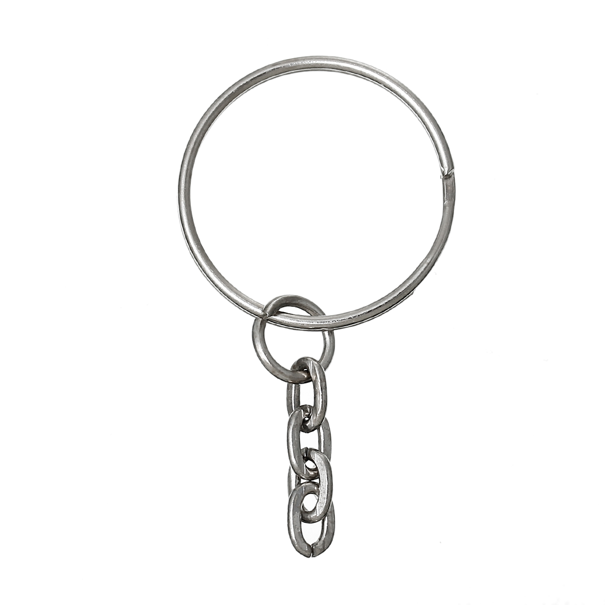 Picture of Iron Based Alloy Keychain & Keyring Round Silver Tone 4.8cm, 100 PCs