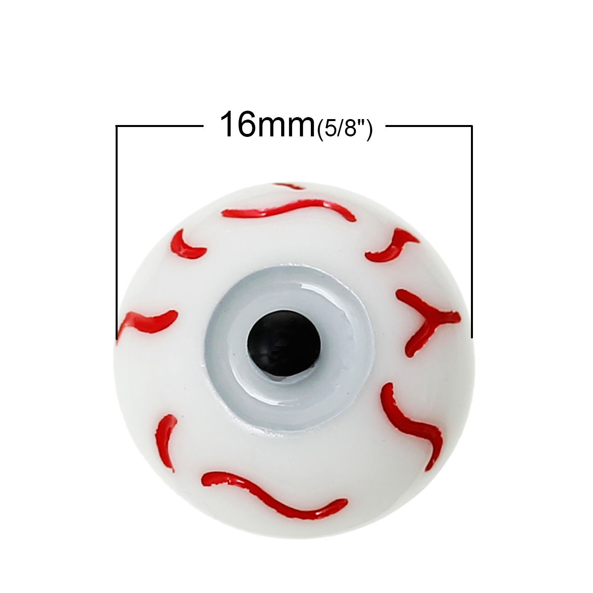 Picture of Resin Dome Cabochon Round Flatback Eye Pupil White & Gray 16mm(5/8") Dia, 30 PCs