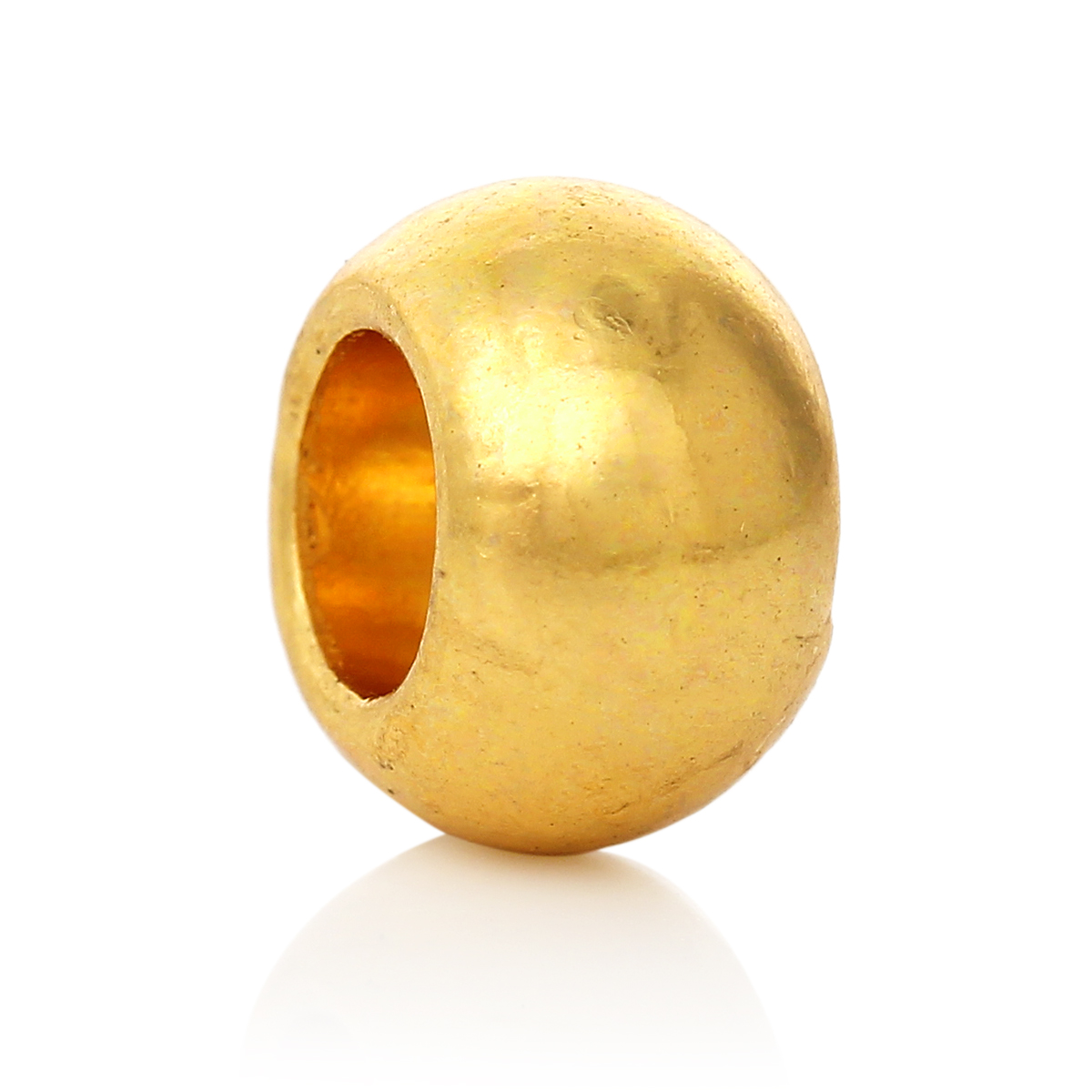 Picture of Zinc Metal Alloy European Style Large Hole Charm Beads Round Gold Plated About 9mm Dia, Hole: Approx 4.8mm, 100 PCs