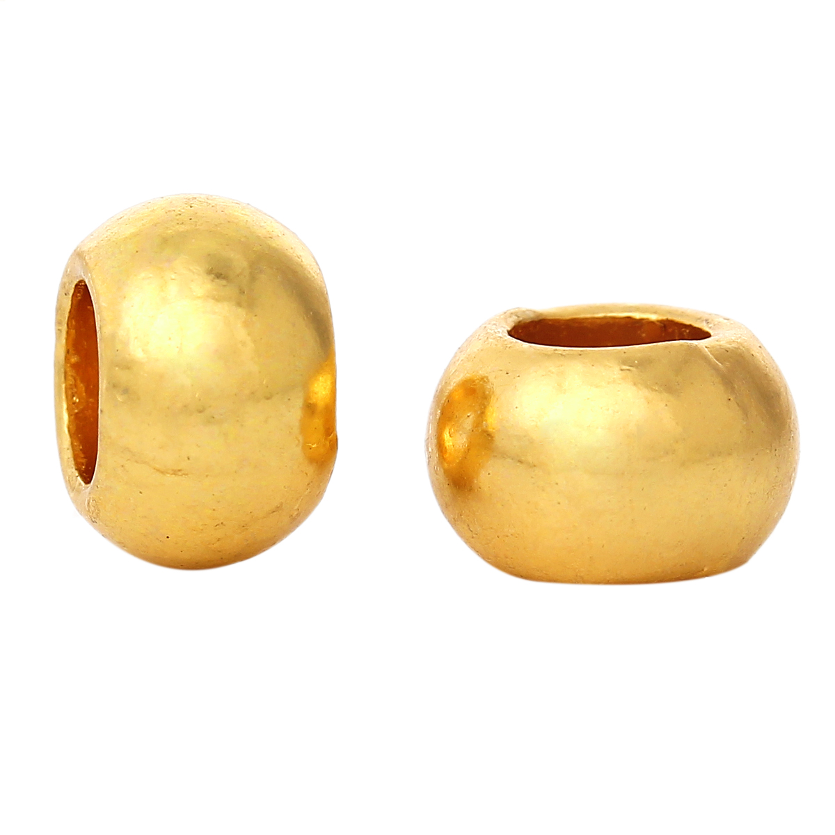 Picture of Zinc Metal Alloy European Style Large Hole Charm Beads Round Gold Plated About 9mm Dia, Hole: Approx 4.8mm, 100 PCs