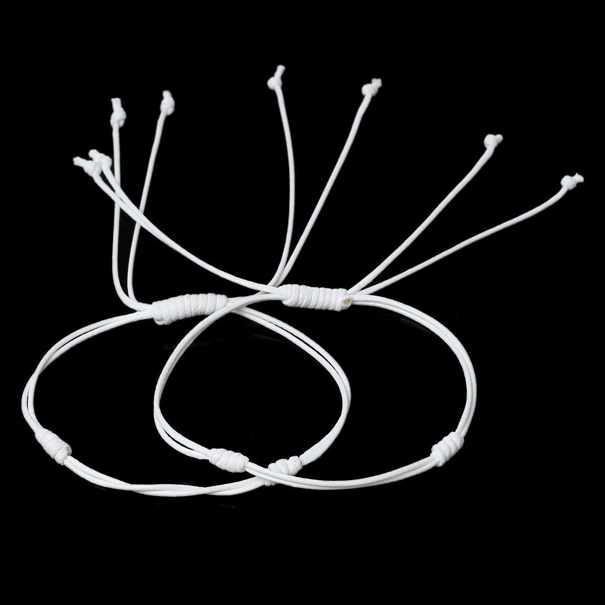 Picture of Polyamide Waved String Braided Friendship Bracelets Adjustable White 31.2cm(12 2/8") long, 5 PCs