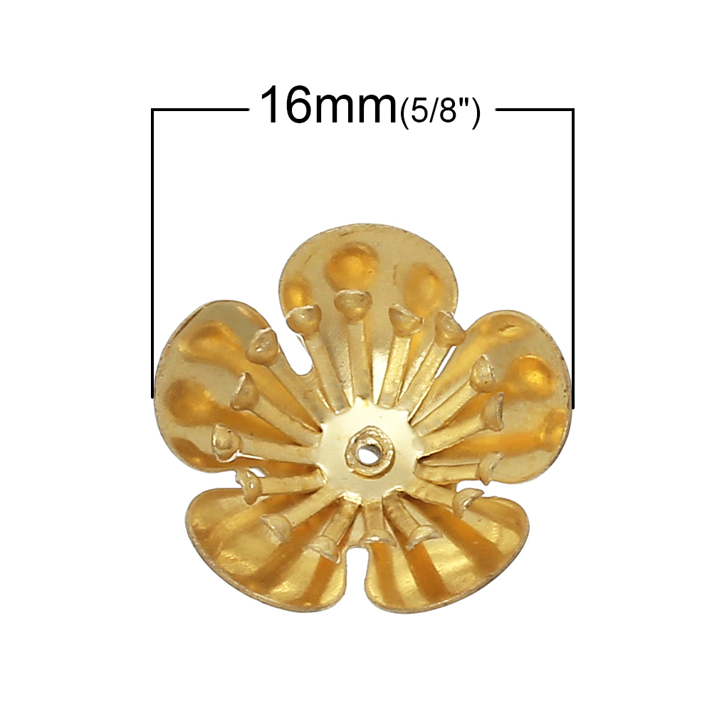 Picture of Brass Beads Caps Flower Brass Color (Fits 10mm Beads) 16mm( 5/8") x 16mm( 5/8"), 2 PCs