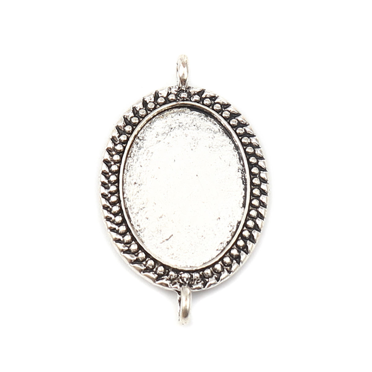 Imagen de Zinc Based Alloy Cabochon Settings Connectors Findings Oval Antique Silver Color (Fits 24mmx18mm) 41mm x 25mm, 5 PCs