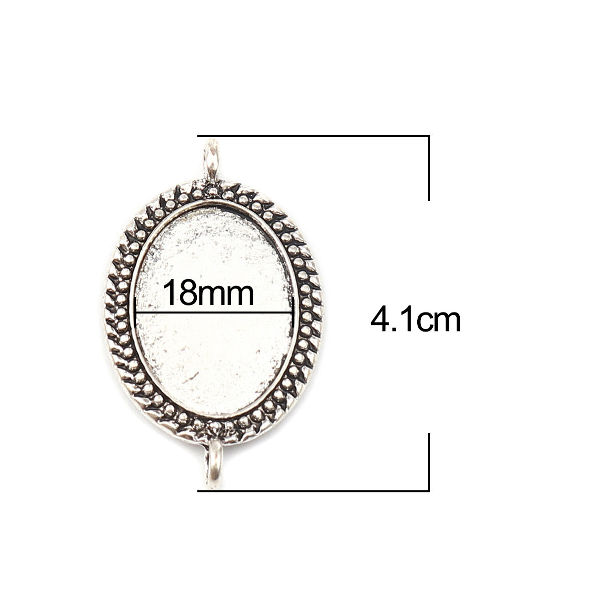 Imagen de Zinc Based Alloy Cabochon Settings Connectors Findings Oval Antique Silver Color (Fits 24mmx18mm) 41mm x 25mm, 5 PCs
