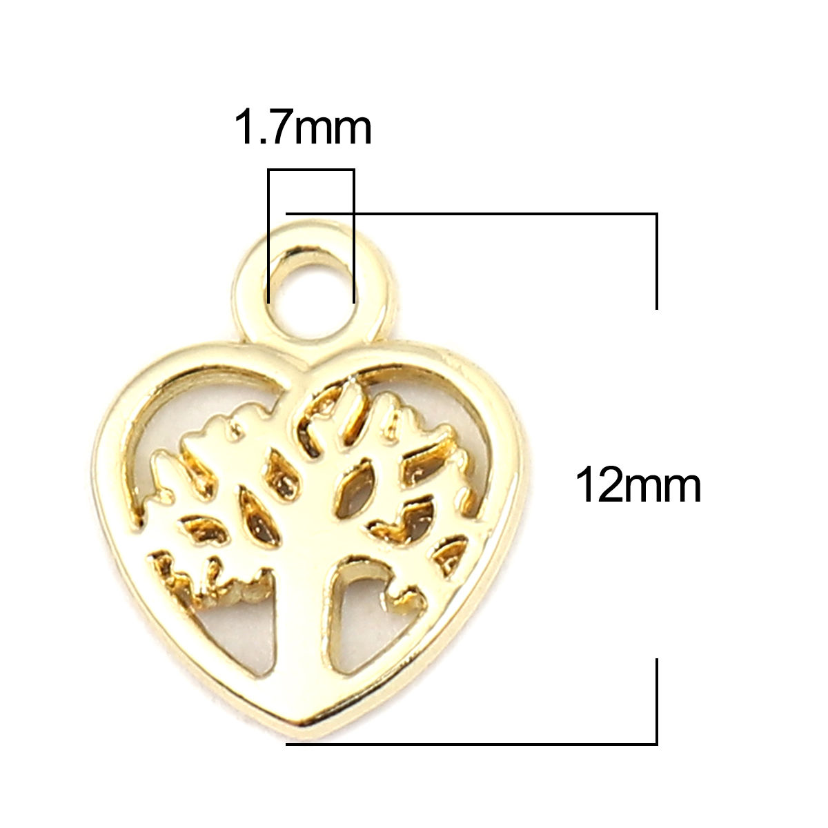 Picture of Zinc Based Alloy Charms Heart Gold Plated Tree 12mm x 10mm, 20 PCs