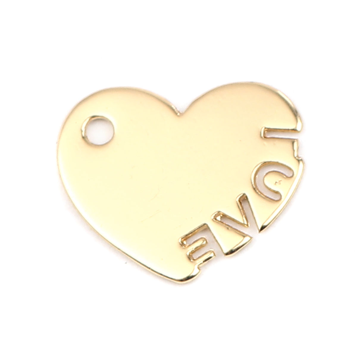 Picture of Zinc Based Alloy Valentine's Day Charms Heart Gold Plated Message " LOVE " 17mm x 14mm, 10 PCs