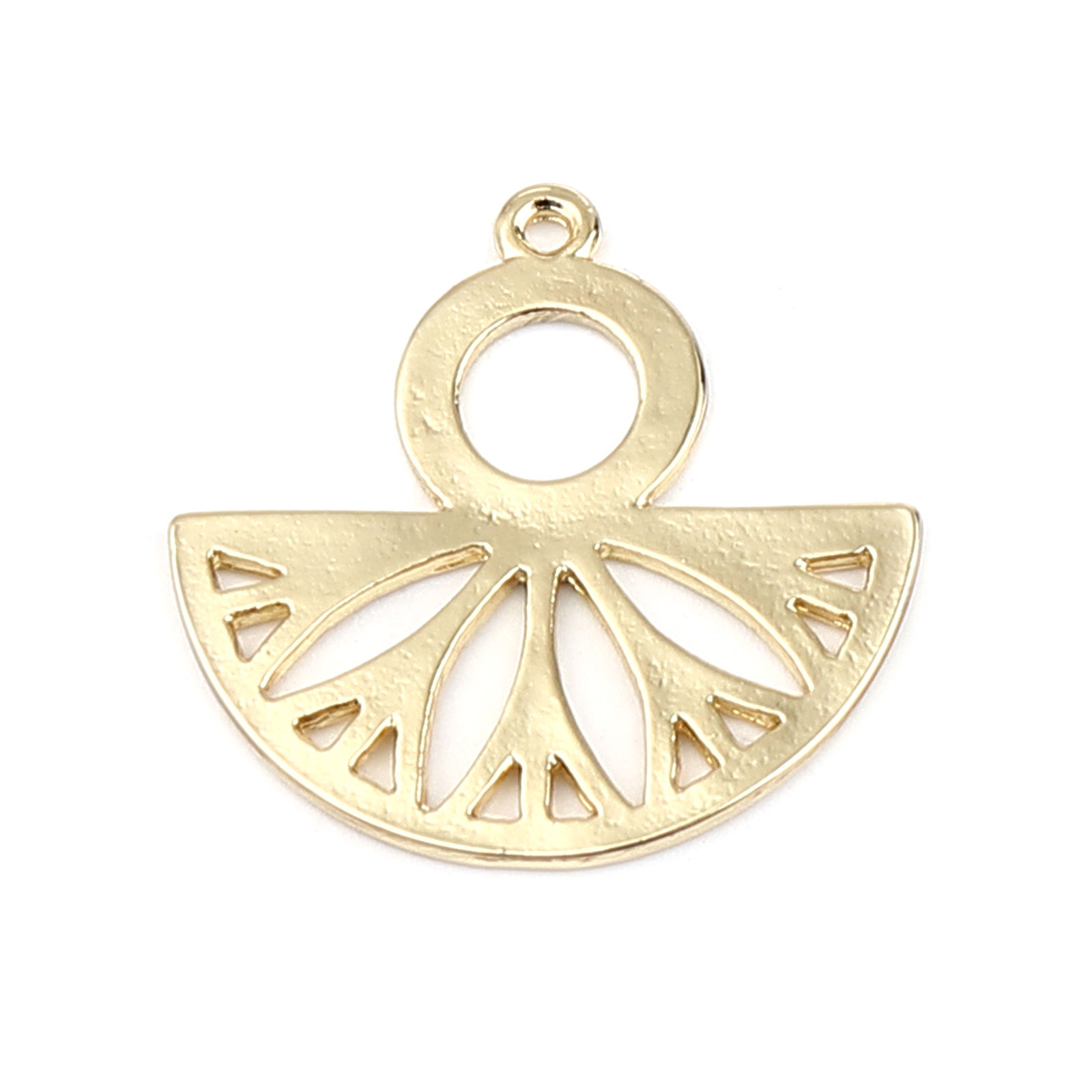 Picture of Zinc Based Alloy Charms Round 18K Real Gold Plated Half Round 26mm x 26mm, 5 PCs