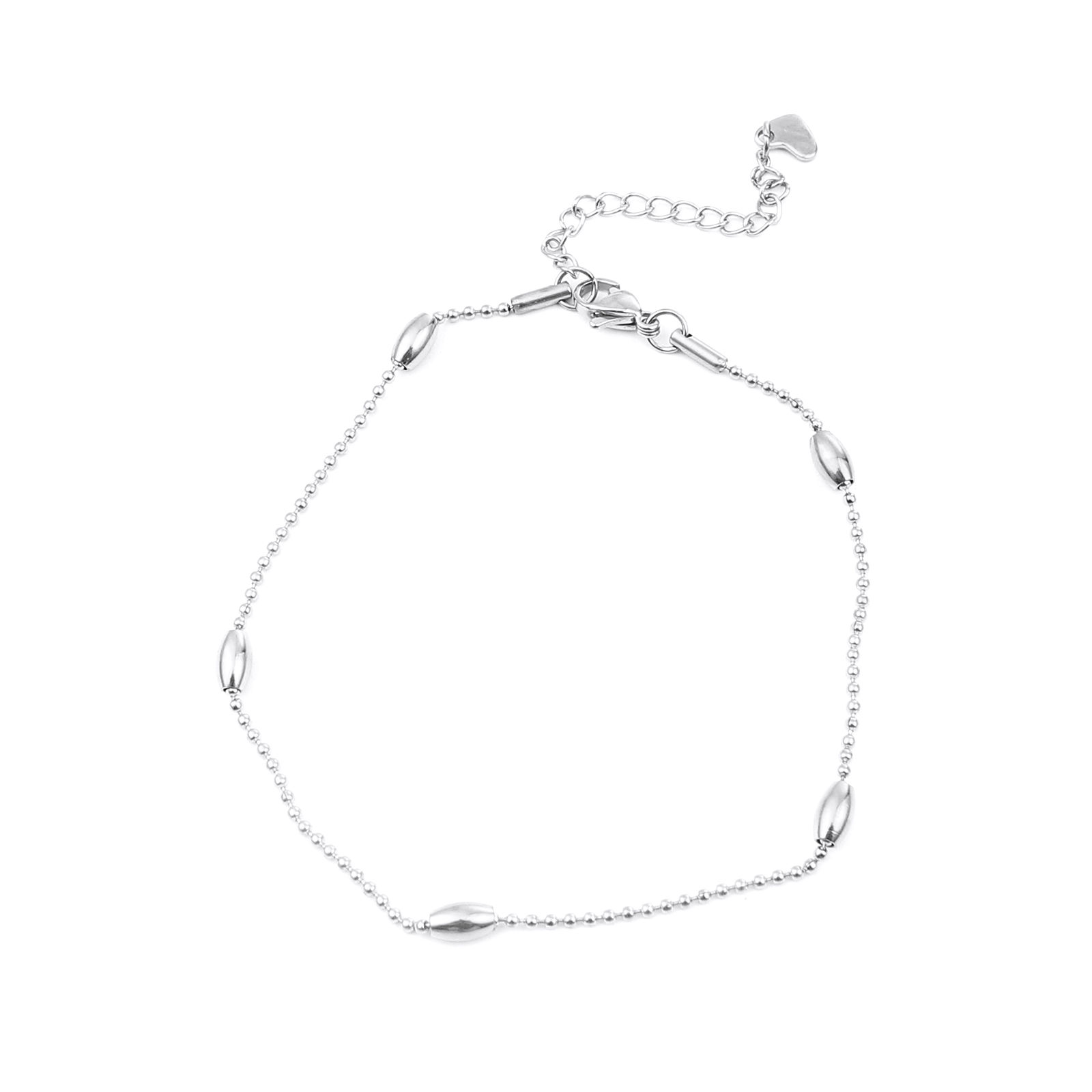Picture of 304 Stainless Steel Anklet Silver Tone Oval Heart 1 Piece