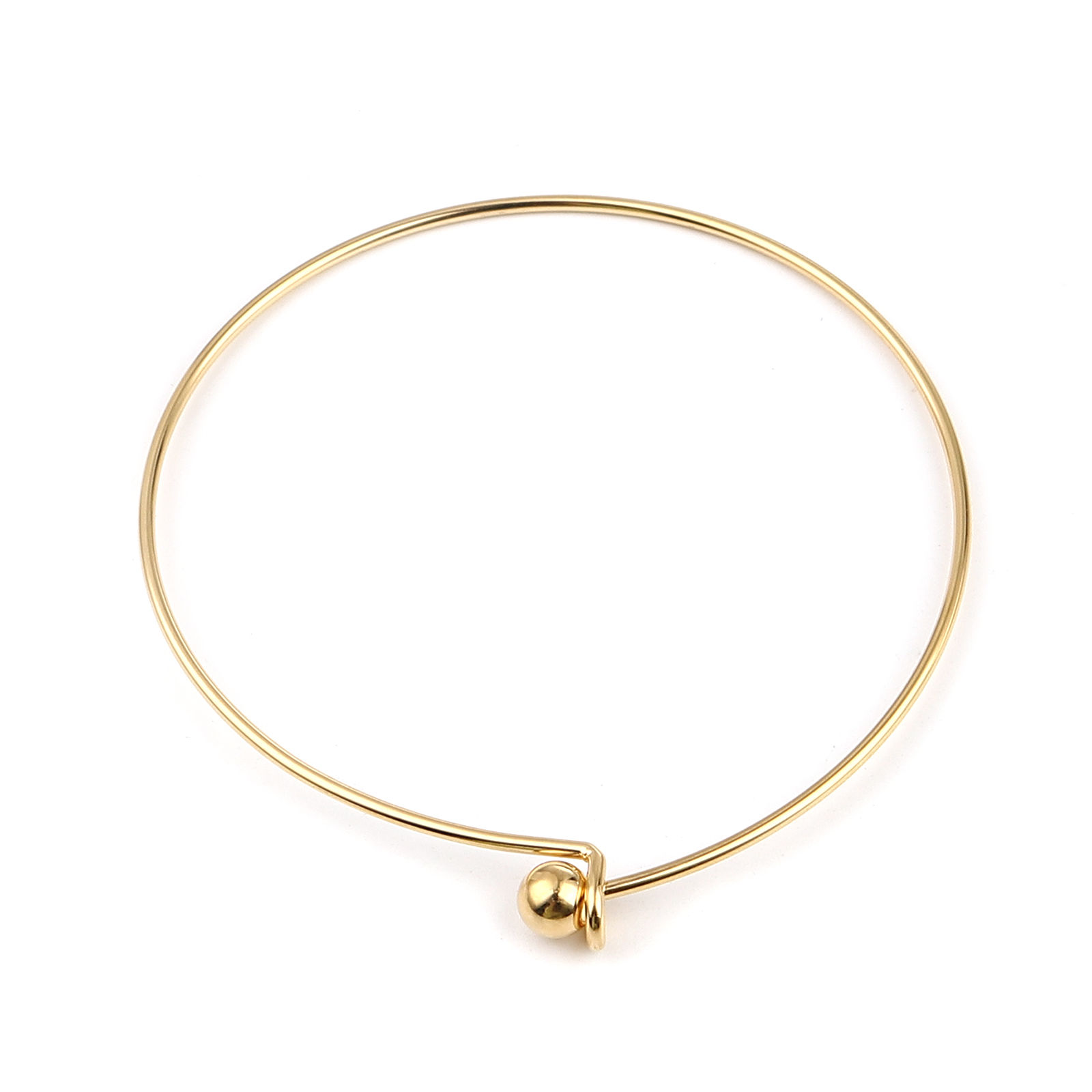 Picture of Stainless Steel Bangles Bracelets Circle Ring Gold Plated Adjustable 21cm(8 2/8") long, 1 Piece