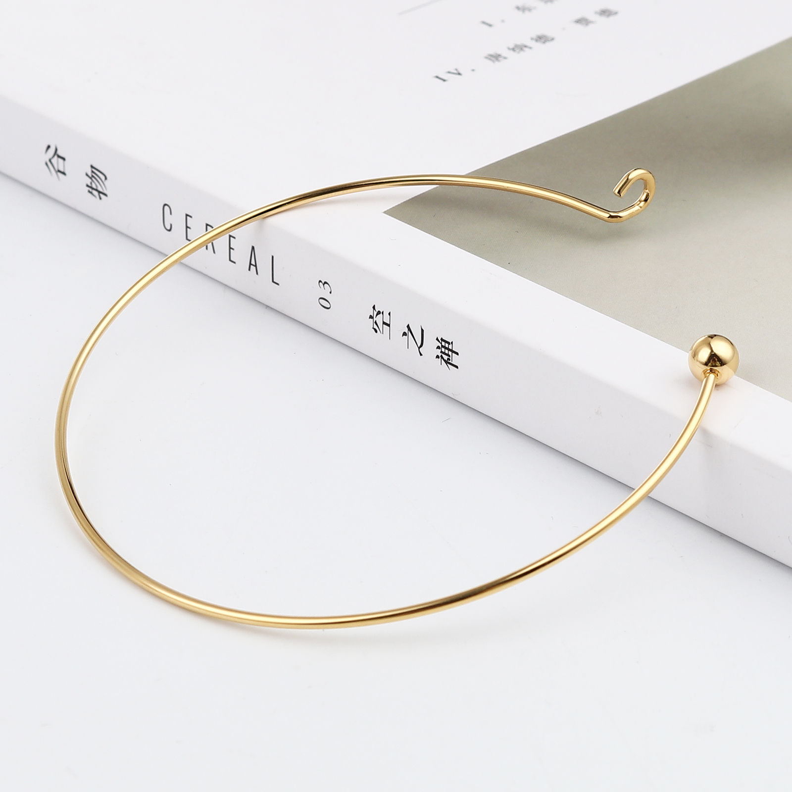 Picture of Stainless Steel Bangles Bracelets Circle Ring Gold Plated Adjustable 21cm(8 2/8") long, 1 Piece