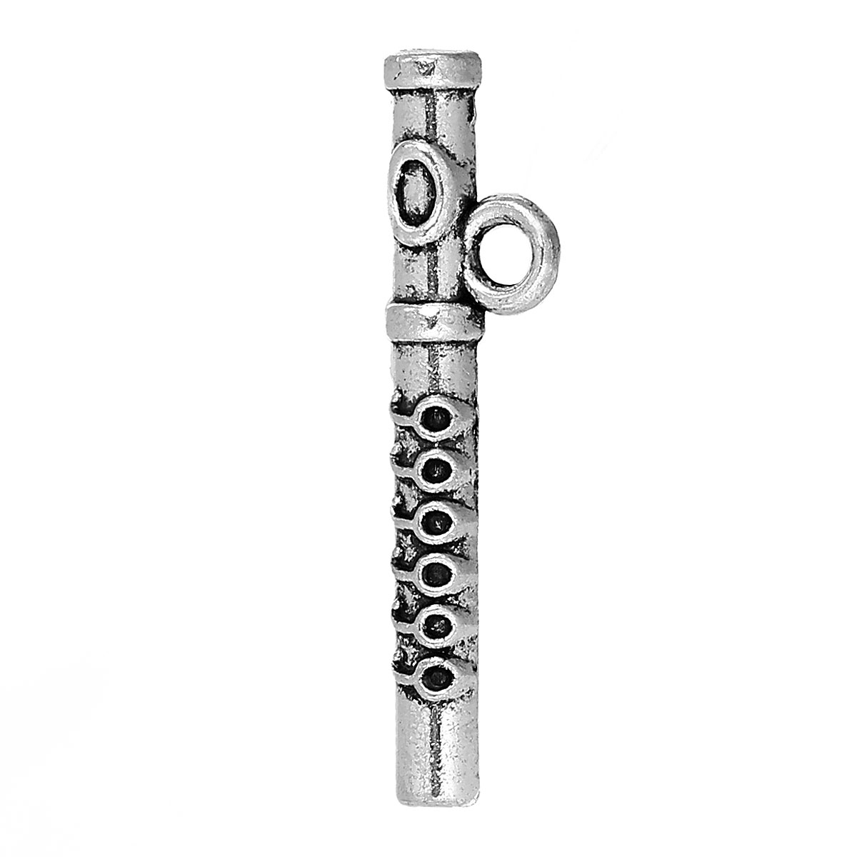 Picture of Zinc Metal Alloy 3D Charms Musical Instrument Bagpipe Antique Silver Color 29mm(1 1/8") x 7mm( 2/8"), 100 PCs