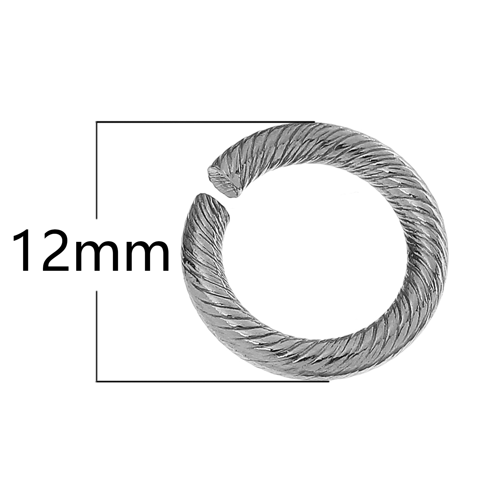 Picture of 20 PCs 12mm Dia., 2mm(12 gauge) 304 Stainless Steel Open Jump Rings Findings For Jewelry Making Silver Tone Round
