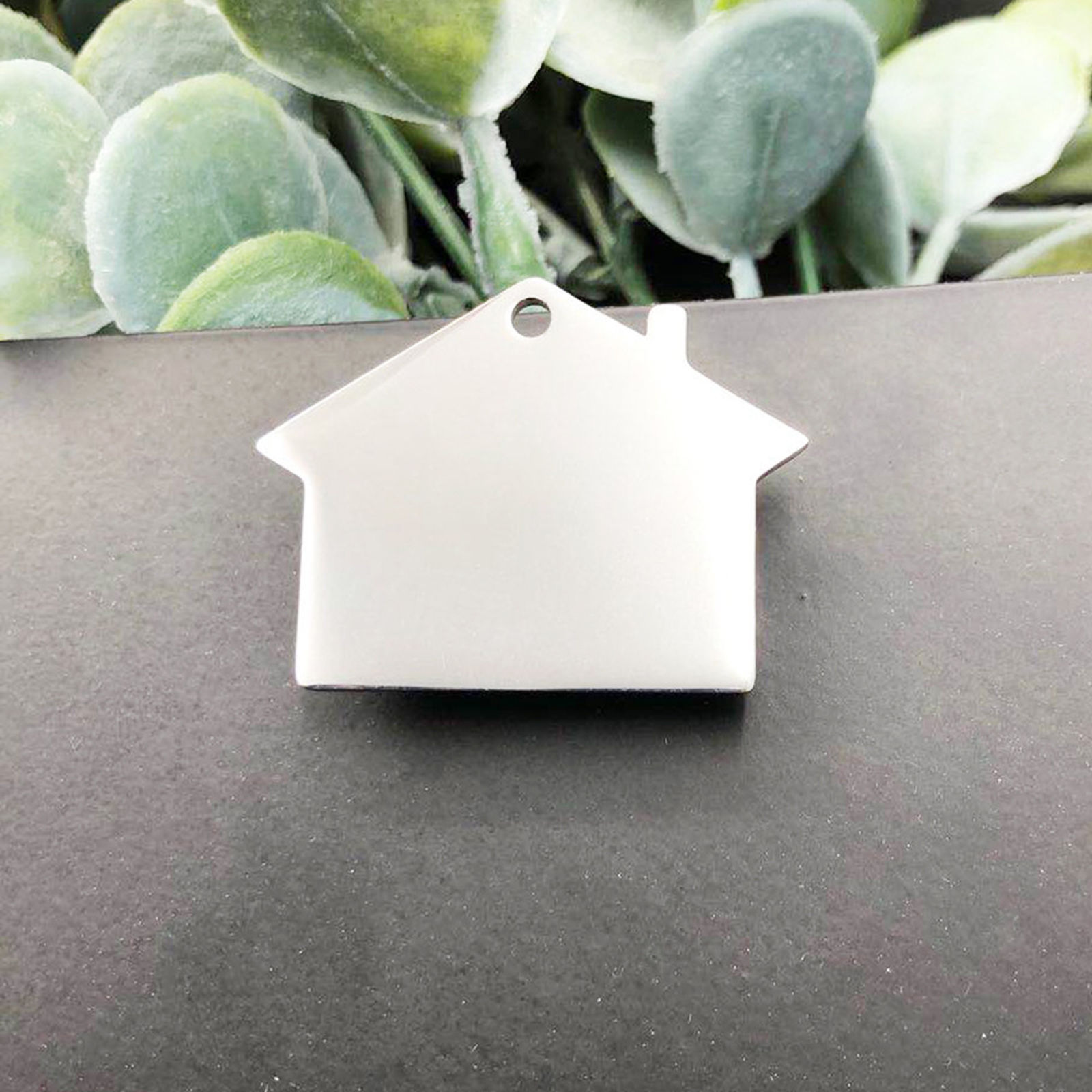 Picture of 304 Stainless Steel Pendants House Silver Tone Blank Stamping Tags 34mm x 26mm, 1 Piece