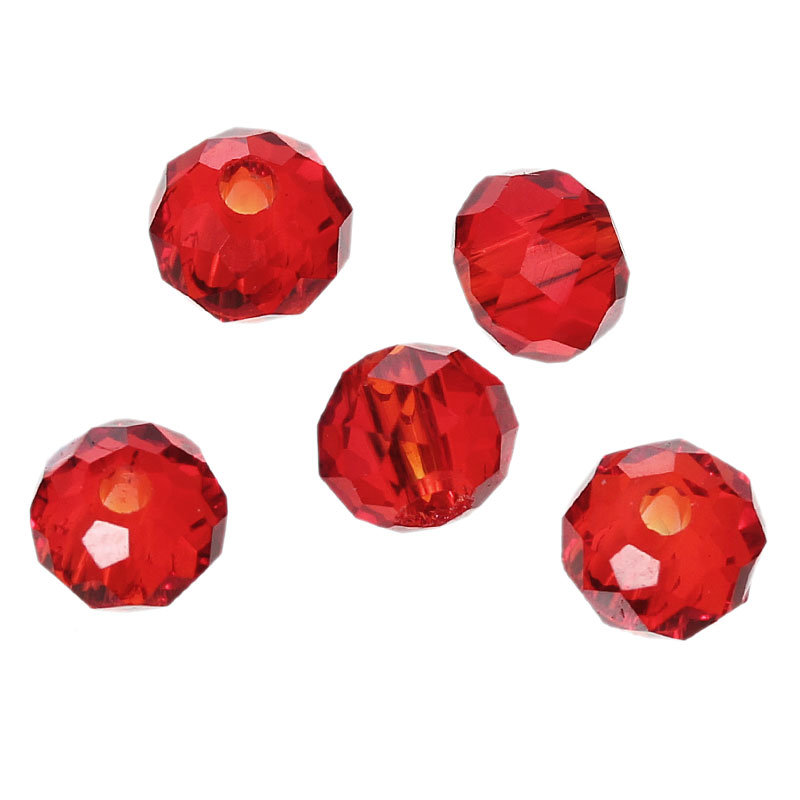 Picture of Glass Loose Beads Round Red Transparent Faceted About 4mm x 3mm, Hole: Approx 1mm, 200 PCs
