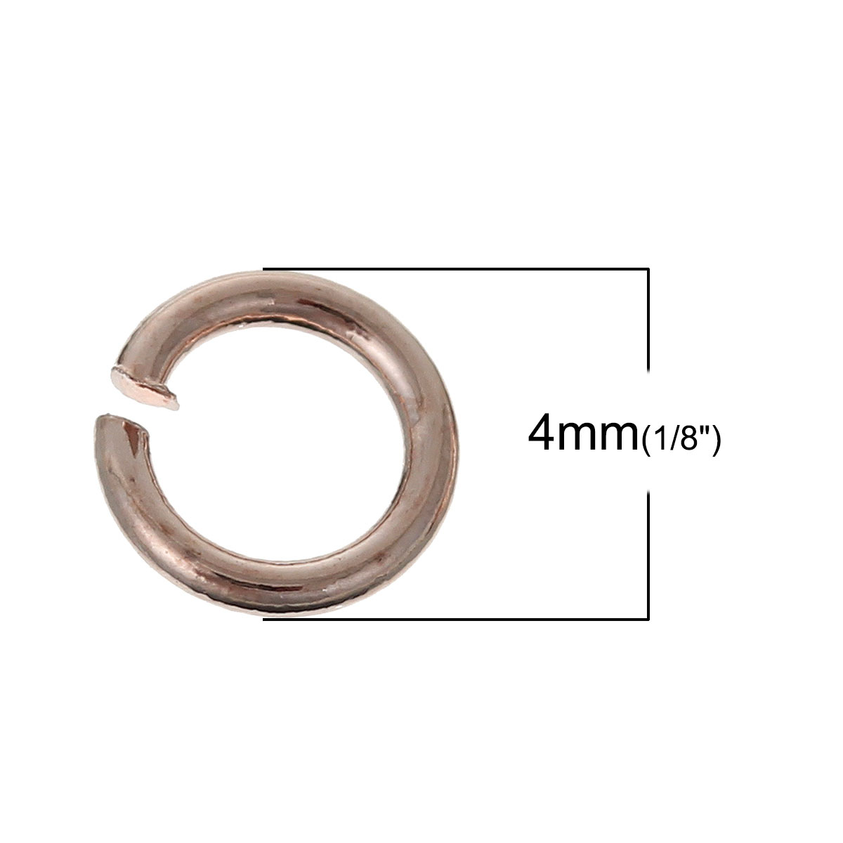 Picture of 500 PCs 4mm Dia., 0.8mm(20 gauge) Brass Open Jump Rings Findings For Jewelry Making Rose Gold Round