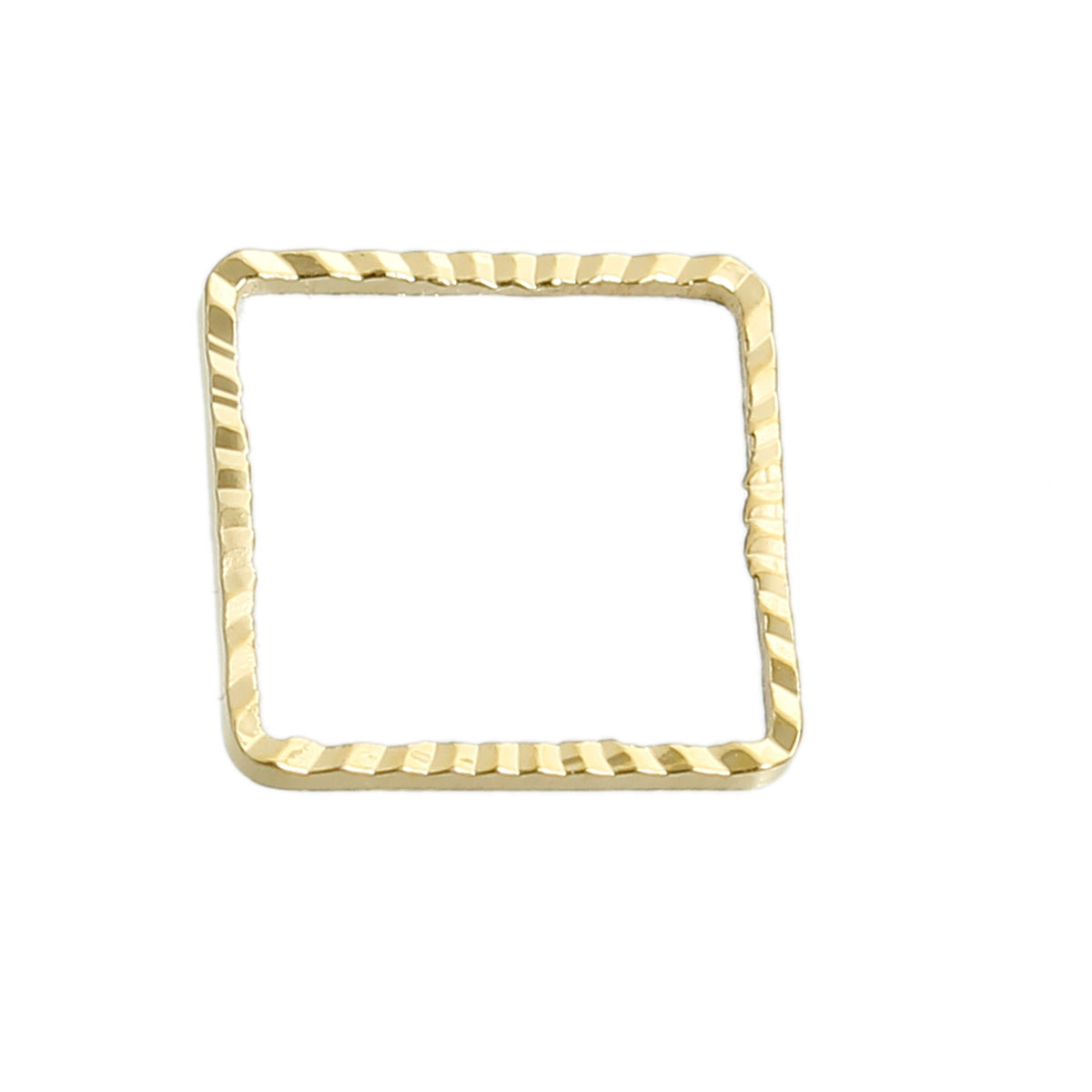 Picture of 100 PCs Brass Geometric Bezel Frame Charms Connectors Gold Plated Square 10mm x 10mm