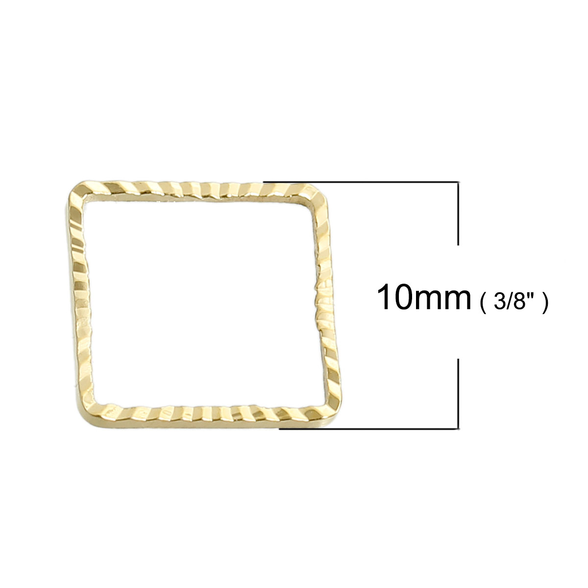 Picture of 100 PCs Brass Geometric Bezel Frame Charms Connectors Gold Plated Square 10mm x 10mm
