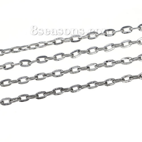 Picture of 5 M (Approx 16.4 Foot) Iron Based Alloy Link Cable Chain Findings Antique Silver Color Oval 7x4mm  4x4mm