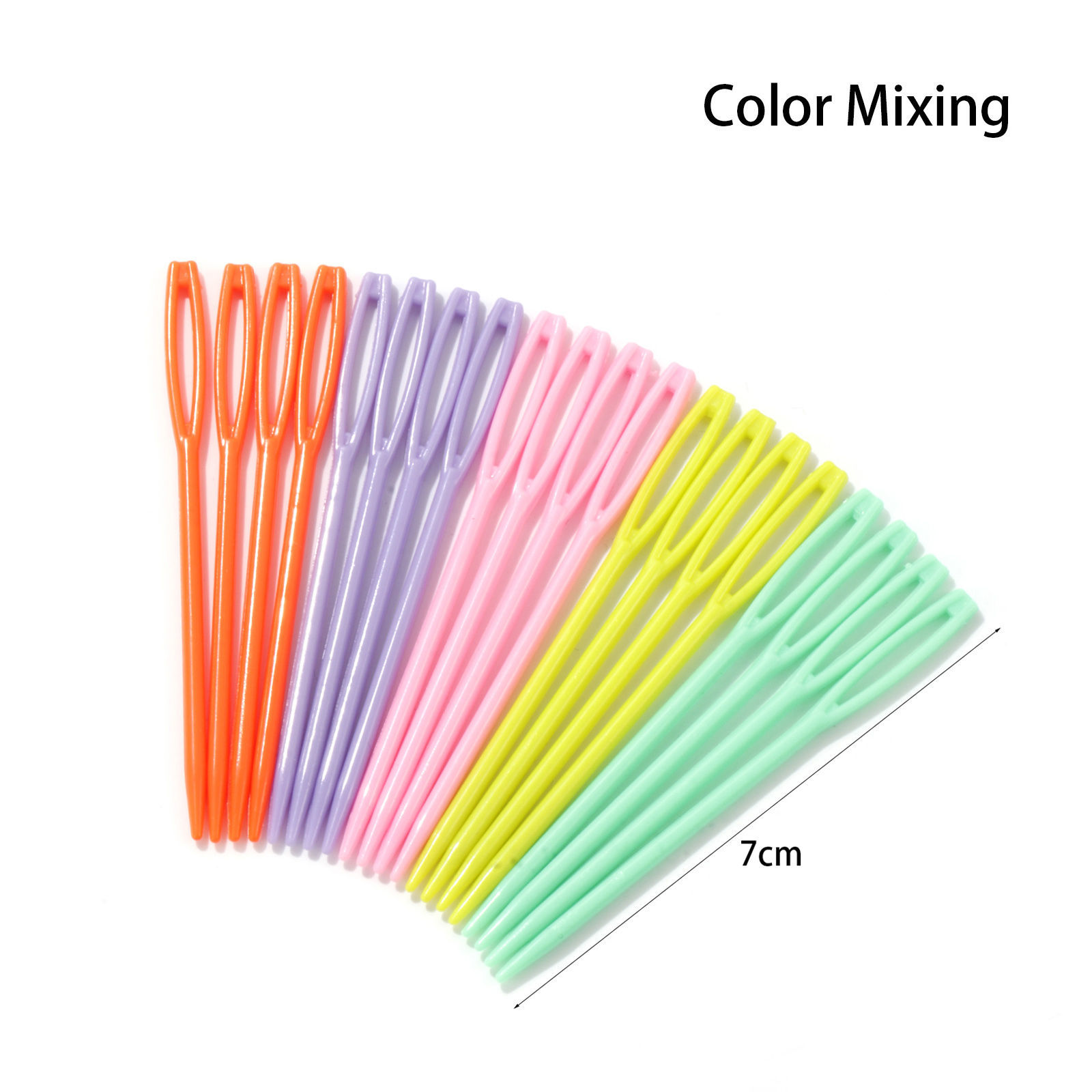Picture of 20 PCs Plastic Sweater Sewing Needles At Random Mixed Color 7cm(2 6/8") long