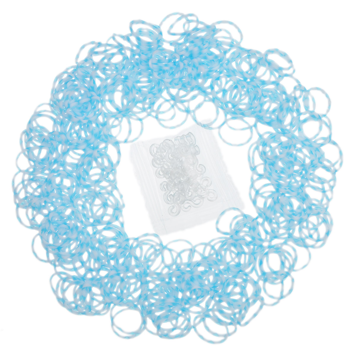 Picture of Rubber Bands For Loom Bracelets DIY Craft Making With S-Shape Clips Blue & White, 1 Packet(Approx 600PCs Rubber Bands) 