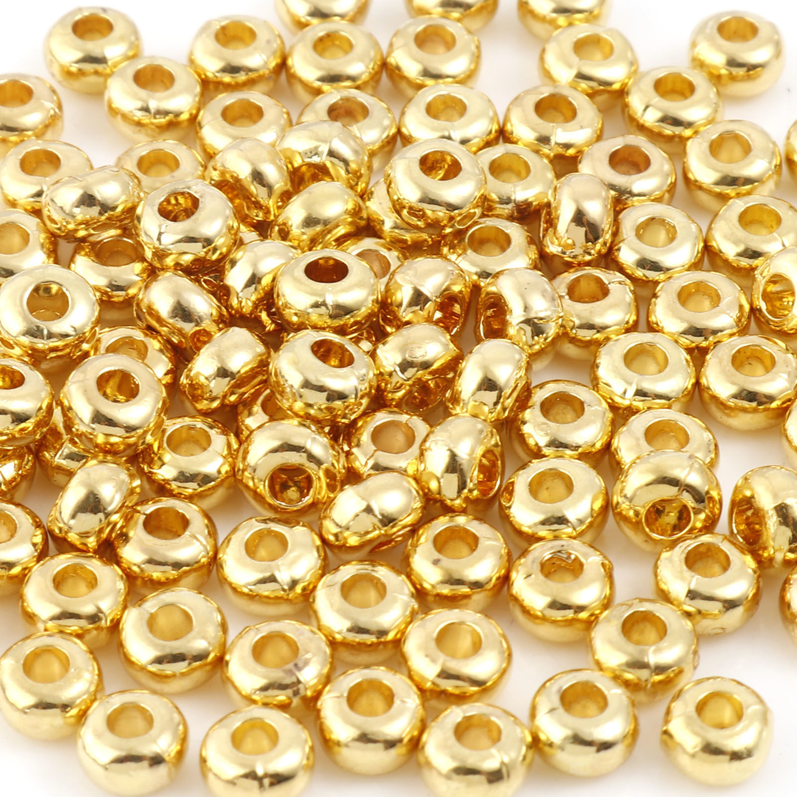 Picture of Zinc Based Alloy Crimp Beads Cover Real Gold Plated Round About 5mm Dia, Hole: Approx 1.6mm, 20 PCs