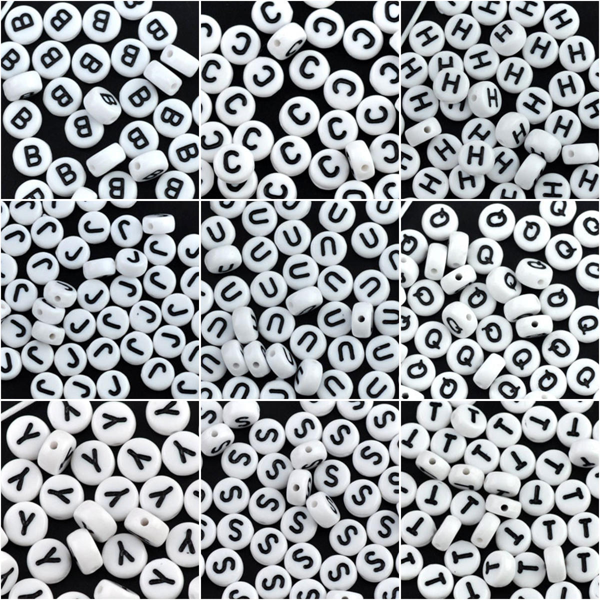 Picture of Acrylic Spacer Beads Round White Alphabet/ Letter "X" About 7mm( 2/8") Dia, Hole: Approx 1mm, 500 PCs