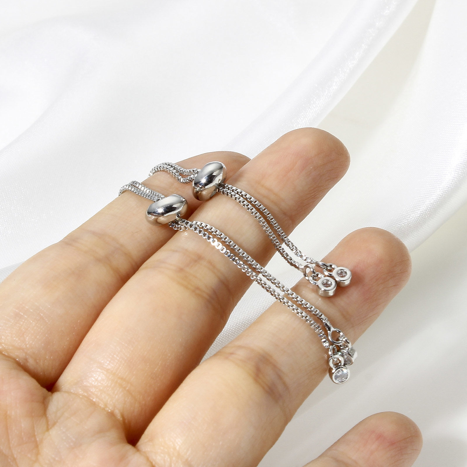 Picture of 1 Piece Brass Slider/Slide Extender Chain Real Platinum Plated 7cm