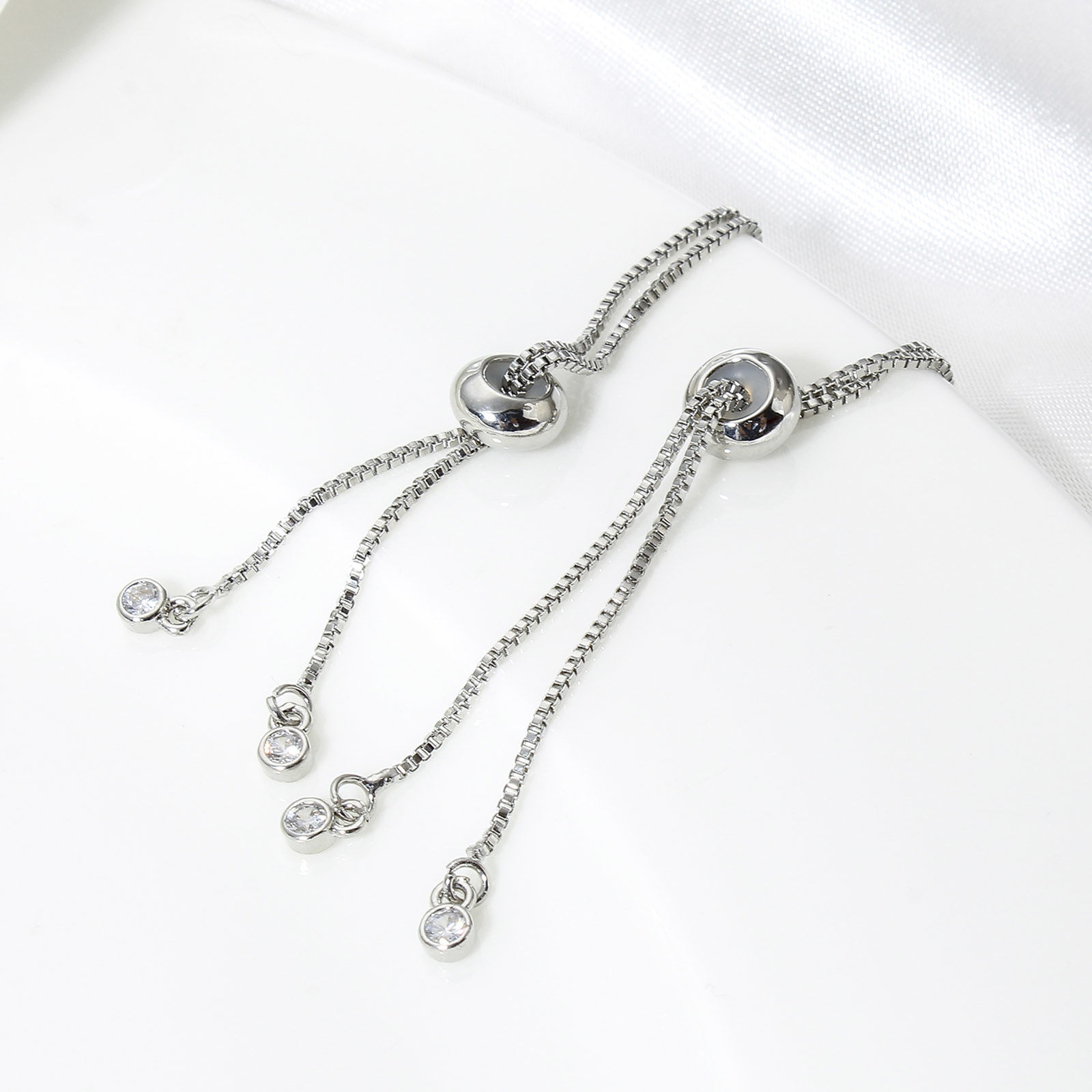 Picture of 1 Piece Brass Slider/Slide Extender Chain Real Platinum Plated 7cm