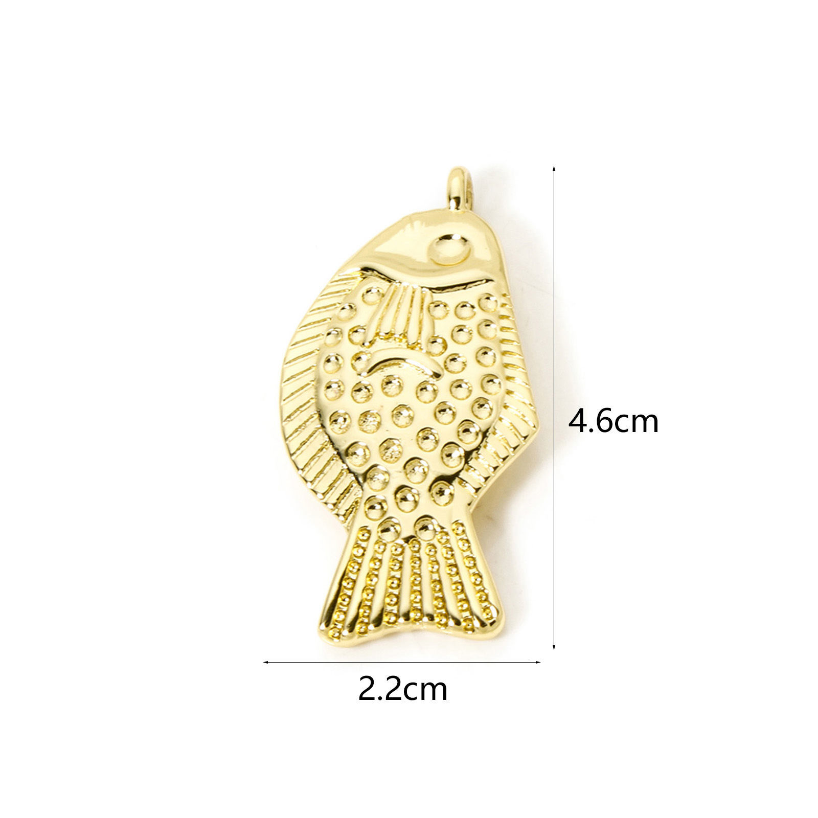 Picture of 1 Piece Eco-friendly Brass Ocean Jewelry Pendants 18K Real Gold Plated Fish Animal 46mm x 22mm