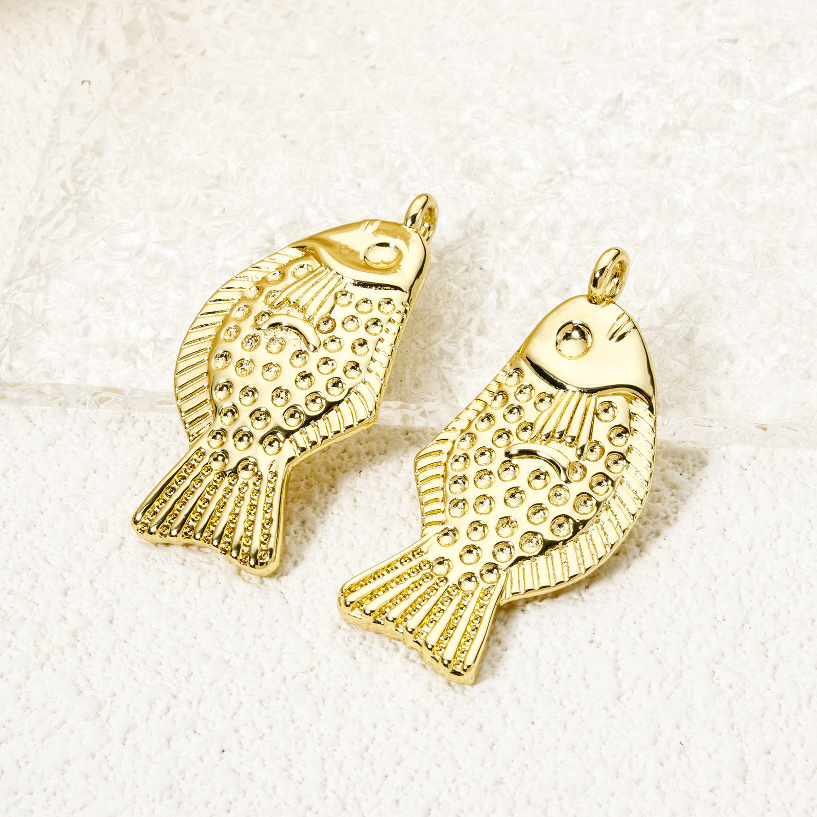 Picture of 1 Piece Eco-friendly Brass Ocean Jewelry Pendants 18K Real Gold Plated Fish Animal 46mm x 22mm