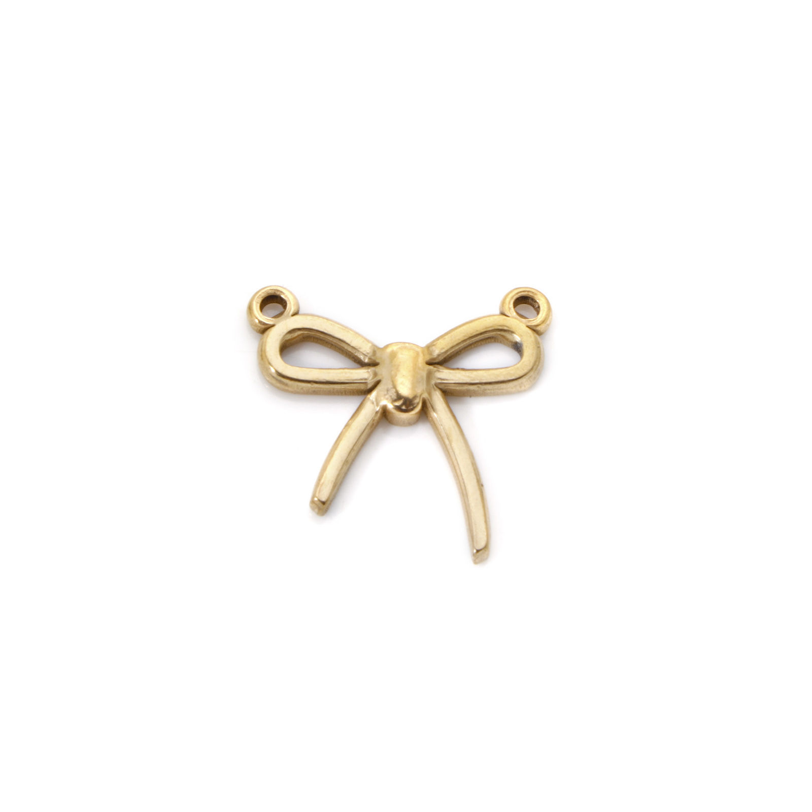 Picture of 2 PCs Eco-friendly 304 Stainless Steel Clothes Connectors Charms Pendants 18K Gold Plated Bowknot Hollow 19mm x 18mm